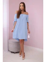 Šaty viazané na rukávy modré