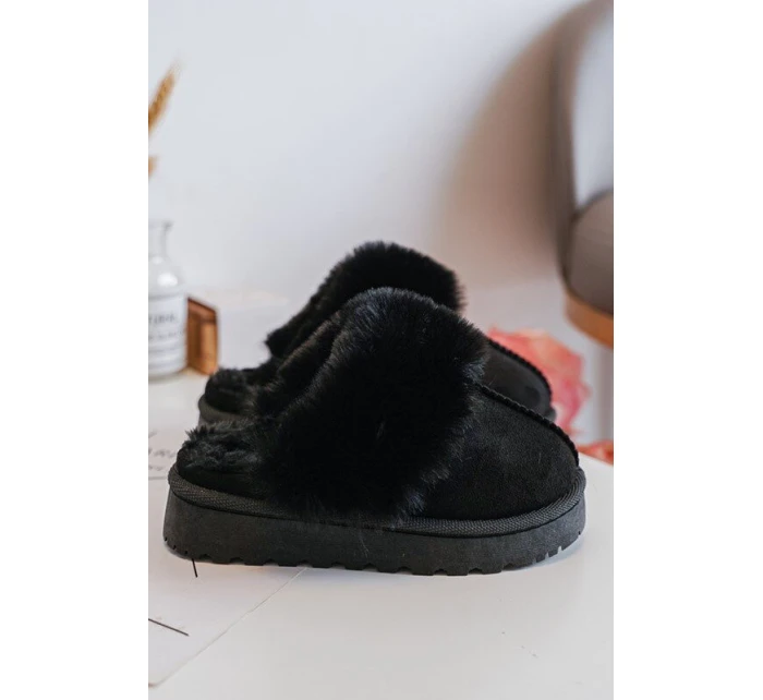 Kapcie Dziecięce Z Futerkiem Czarne Birasta