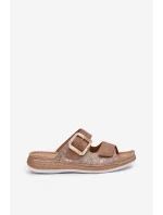 Klapki Damskie Z Klamrą I Rzepem INBLU MK000013 Brązowe