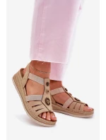 Sandały Damskie Na Koturnie Z Ozdobami Inblu RV000015 Beżowe