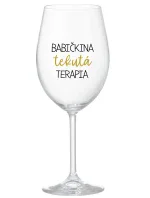 BABIČKINA TEKUTÁ TERAPIA - priehľadný pohár na víno 350 ml