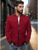 Pánska prešívaná bunda bomber bordová TX2209