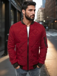 Pánska prešívaná bunda bomber bordová TX2209