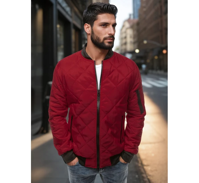 Pánska prešívaná bunda bomber bordová TX2209