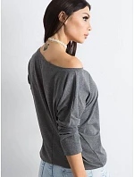 Tmavě šedá volná dámská halenka se zavazováním na spodním model 19552518 - Factory Price Tmavě šedá volná dámská halenka se zavazováním na spodním model 19552518 - Factory Price