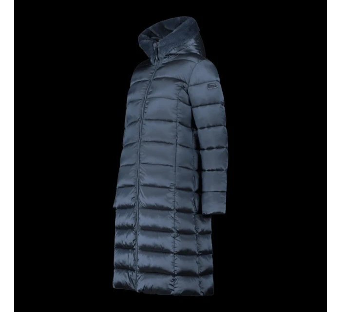 Dámska zimná bunda s kapucňou CMP zateplený kabát dlhý tmavomodrý (34K0046F/L635)