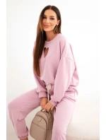 Dámska súprava s výrezom srdca tmavoružová