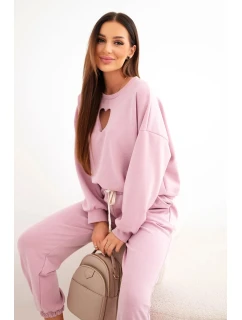 Dámska súprava s výrezom srdca tmavoružová