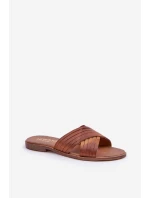 Skórzane Damskie Klapki Lewski Shoes 3682 Camel Skórzane Damskie Klapki Lewski Shoes 3682 Camel