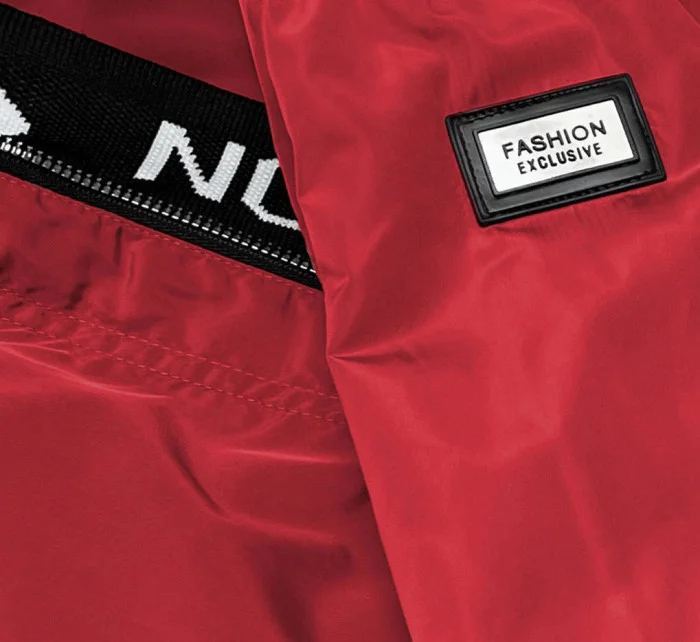 Tenká červená dámska bunda s ozdobnou lemovkou (B8145-4) Tenká červená dámska bunda s ozdobnou lemovkou (B8145-4)