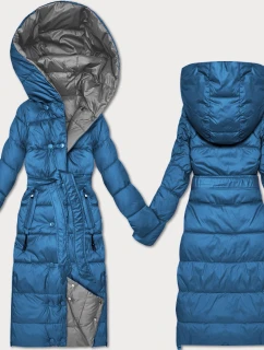 Obojstranná zimná bunda Minority s modro-šedým pruhom (M2-6519-30+61)