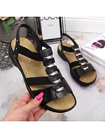 Čierne kožené sandále Rieker W 64580 dámske