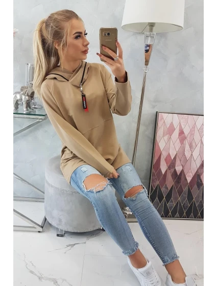 Oversize ťavia tunika na zips s kapucňou Oversize ťavia tunika na zips s kapucňou