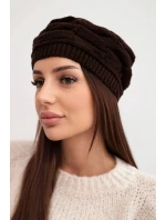 Dámská zimní čepice z vlny s ozdobným pletením a  hnědá model 21878089 - K-Fashion