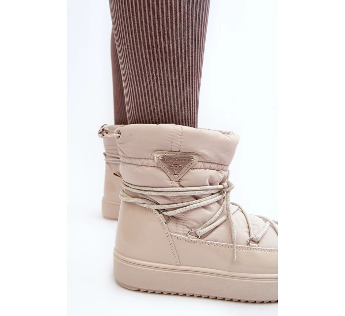 Damskie Śniegowce Na Platformie Z Wiązaniem Beżowe Fleure Damskie Śniegowce Na Platformie Z Wiązaniem Beżowe Fleure