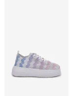 Sneakersy Damskie Na Platformie Z Szydełkową Cholewką Multikolor Mirietto