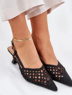 Lodičky so špicatou špičkou a otvoreným podpätkom Umirana - čierne