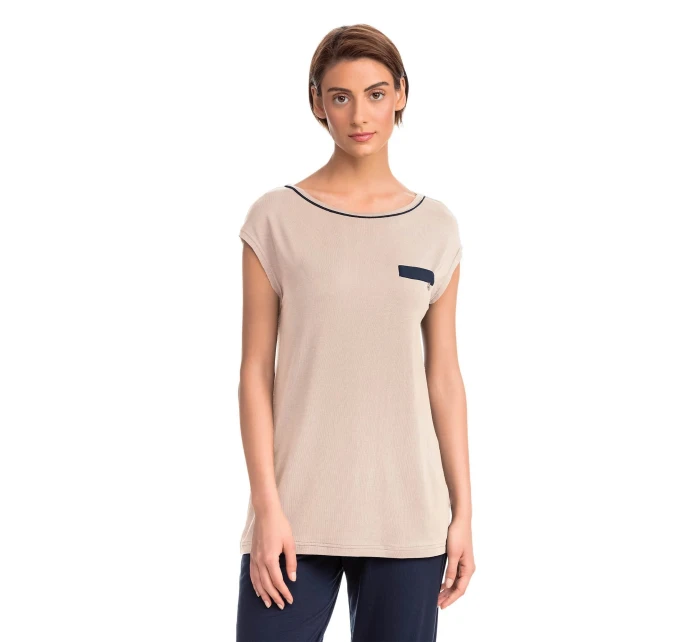 Vamp - Krátka dámska nočná košeľa BEIGE SOLEIL M 14191 - Vamp