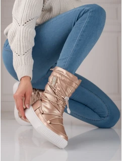 Pekné zlaté snežnice bez podpätku pre ženy