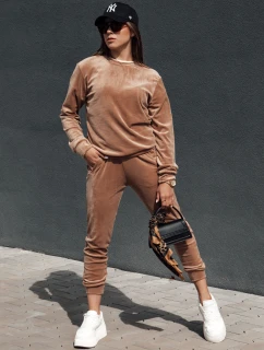 Dámský velurový komplet světle hnědý model 21978637 - Dstreet