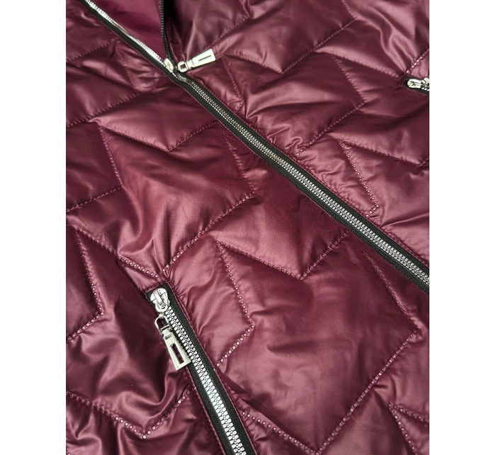 Goodlookin burgundská tenká bunda s kapucňou Plus Size (B8576-27)