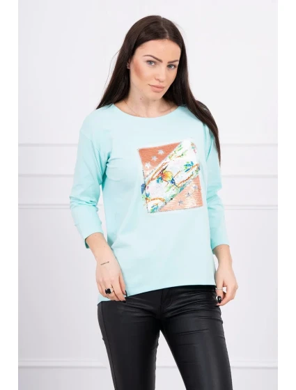 Halenka s grafikou 3D model 18744082 mint - K-Fashion