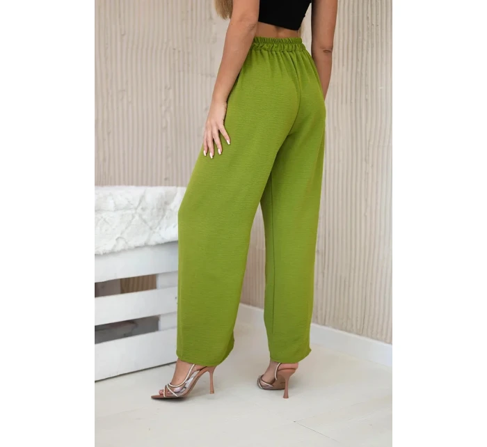 Kalhoty se širokými nohavicemi oliva