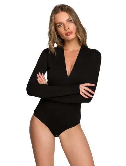 S327 Body s výstrihom do V - čierne