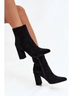 Dámske čižmy Pralina - zateplené, na stĺpikovom podpätku, čierne Dámske čižmy Pralina - zateplené, na stĺpikovom podpätku, čierne