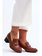 Dámské kožené na podpatku Hnědá s černou  model 22045081 - Step in style