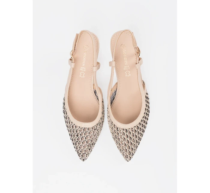 Vynikajúce dámske lodičky Jasnobeżowy na širokom podpätku Vynikajúce dámske lodičky Jasnobeżowy na širokom podpätku