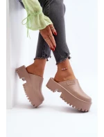 Damskie Klapki Na Masywnej Podeszwie Big Star NN274016 Beżowe Damskie Klapki Na Masywnej Podeszwie Big Star NN274016 Beżowe