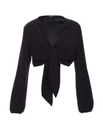 M861 Krátky top so zaväzovaním vpredu - čierny M861 Krátky top so zaväzovaním vpredu - čierny