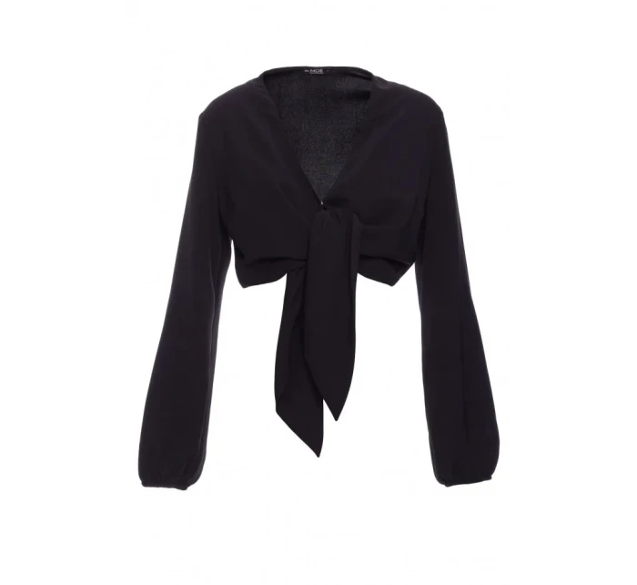 M861 Krátky top so zaväzovaním vpredu - čierny M861 Krátky top so zaväzovaním vpredu - čierny