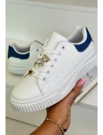 Nízke tenisky z ekokože s odznakmi bielej a modrej farby Cillione Nízke tenisky z ekokože s odznakmi bielej a modrej farby Cillione