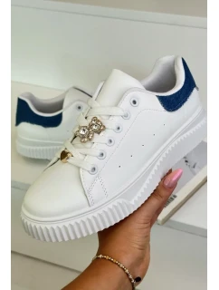 Nízke tenisky z ekokože s odznakmi bielej a modrej farby Cillione