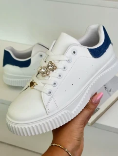 Nízke tenisky z ekokože s odznakmi bielej a modrej farby Cillione