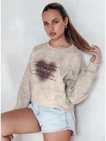 Dámska nadrozmerná mikina so srdcom DESSER béžová FashionStreet BY1465 Dámska nadrozmerná mikina so srdcom DESSER béžová FashionStreet BY1465
