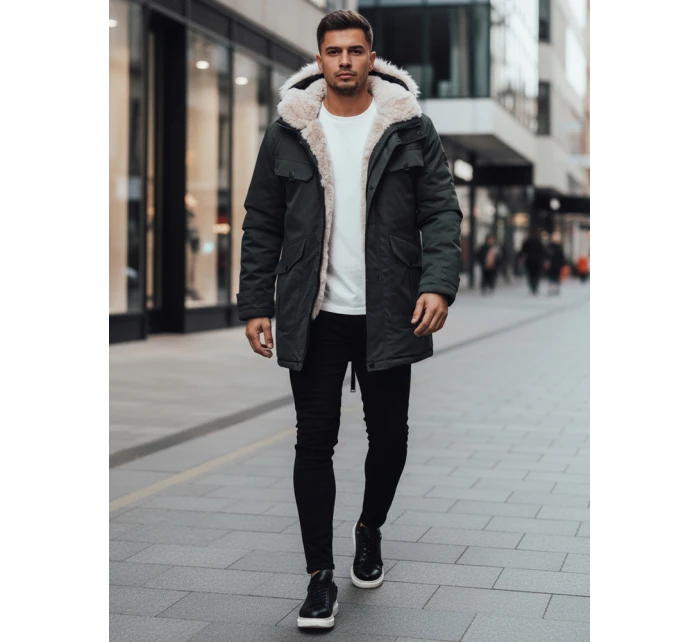 Pánská zimní bunda parka s kapucí zelená Dstreet model 21995083 - FashionStreet