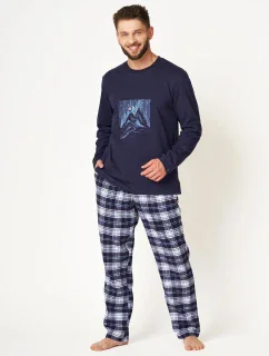 Pánske pyžamo Key MNS 412 B24 Flanelové dlhé/r M-2XL