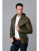Pánska prešívaná bunda v olivovej farbe s kapucňou (HM112-7) Pánska prešívaná bunda v olivovej farbe s kapucňou (HM112-7)