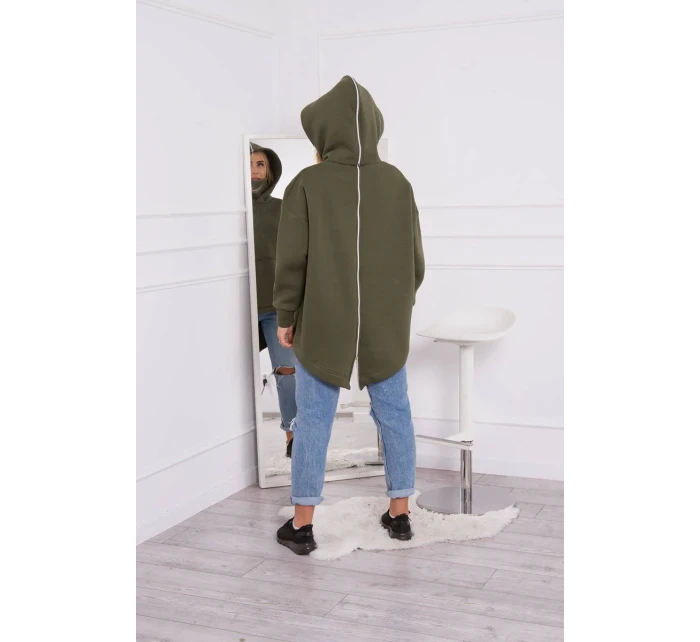 Zateplená mikina so zipsom na chrbte vo farbe khaki