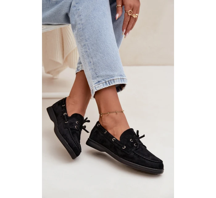 Półbuty Mokasyny Damskie Z Wiązaniem Czarne Calivra Półbuty Mokasyny Damskie Z Wiązaniem Czarne Calivra