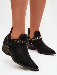 Dámské kotníkové boty s výřezy a pásky Černé model 21919559 - Boto