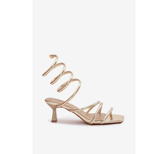 Dámské sandály na podpatku s pásky Zlaté Samara