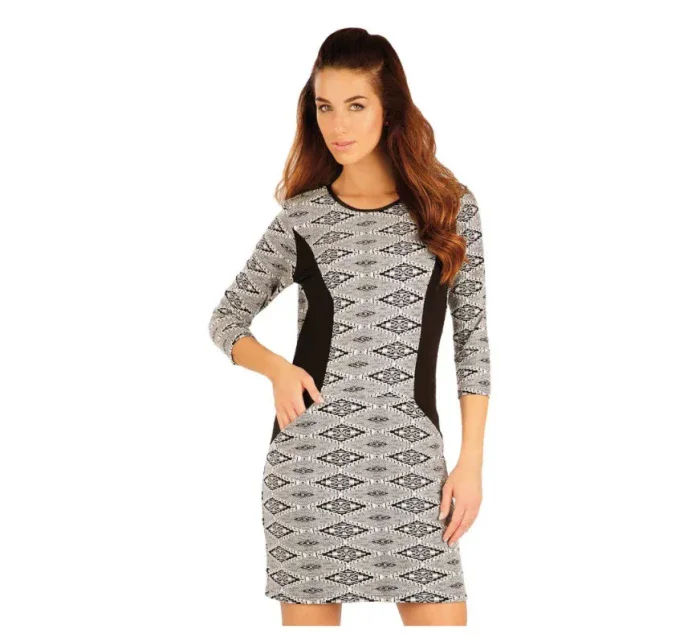 Dámske šaty s 3/4 rukávom Litex 90361 čiernobiela Dámske šaty s 3/4 rukávom Litex 90361 čiernobiela