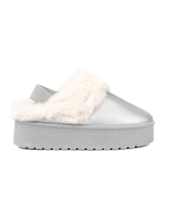 Komfortní  sněhule stříbrné dámské platforma