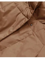 Tmavě béžový dámský zimní kabát s páskem model 21246821 - LHD