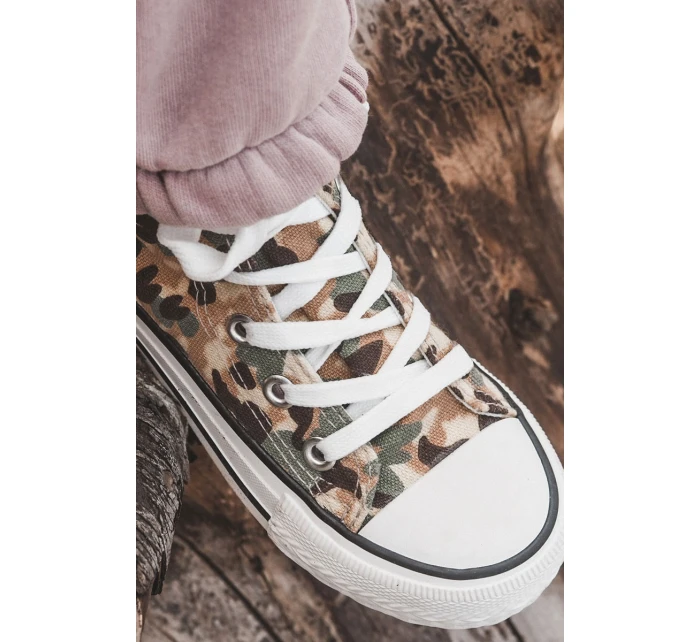 Dětské vysoké tenisky s zipem Béžová a zelená Filemon