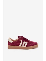 Dámské semišové sneakersy model 21704973 bordové - VINCEZA